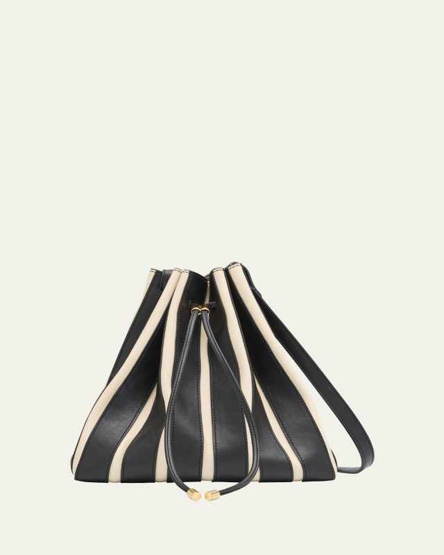 Alma Striped Leather Bucket Bag